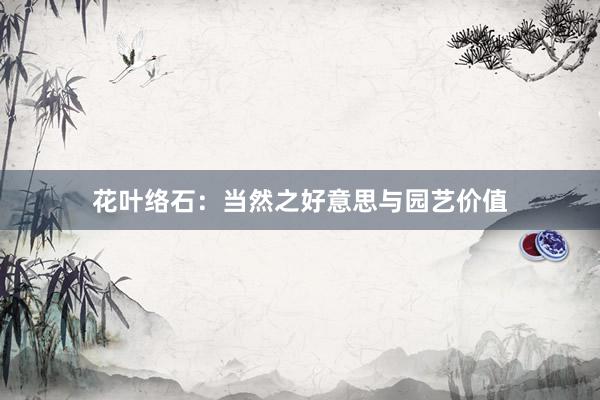 花叶络石：当然之好意思与园艺价值
