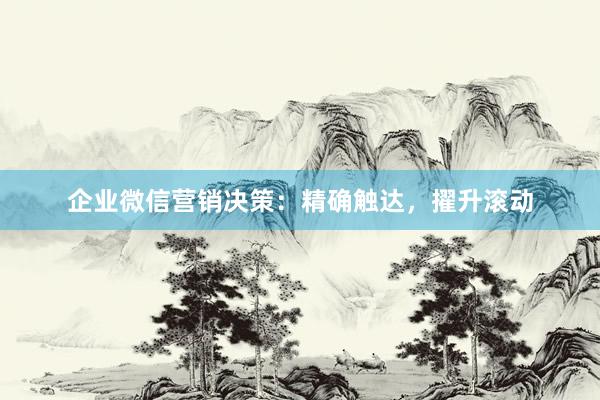 企业微信营销决策：精确触达，擢升滚动